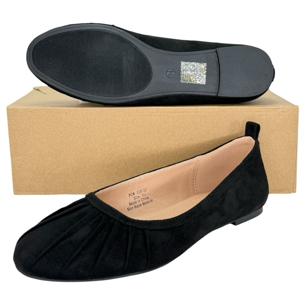 Journee Collection Tannya Black Microsuede Womens Flats Size 8.5M